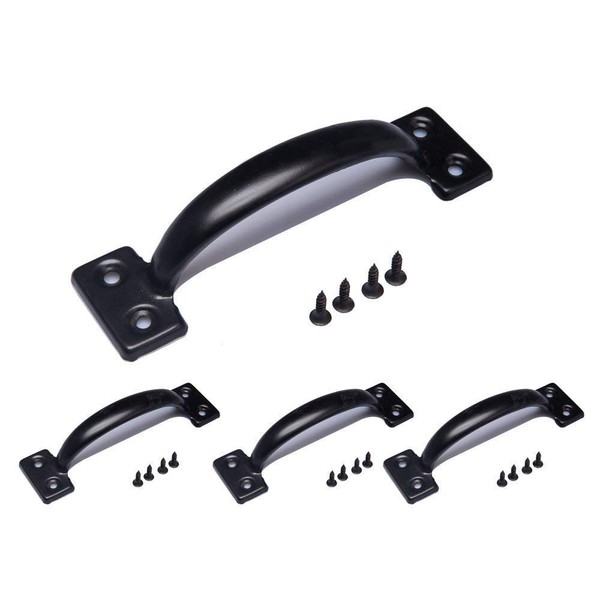 Tebery 4 Pack Utility 6-1/2 Inch Pulls in Black Metal