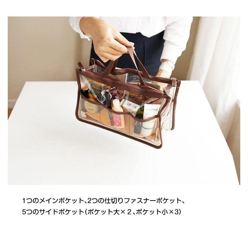 Fkstyle Women's Tote Clear Transparent Back-In Back Plastic Bag Cosmetic