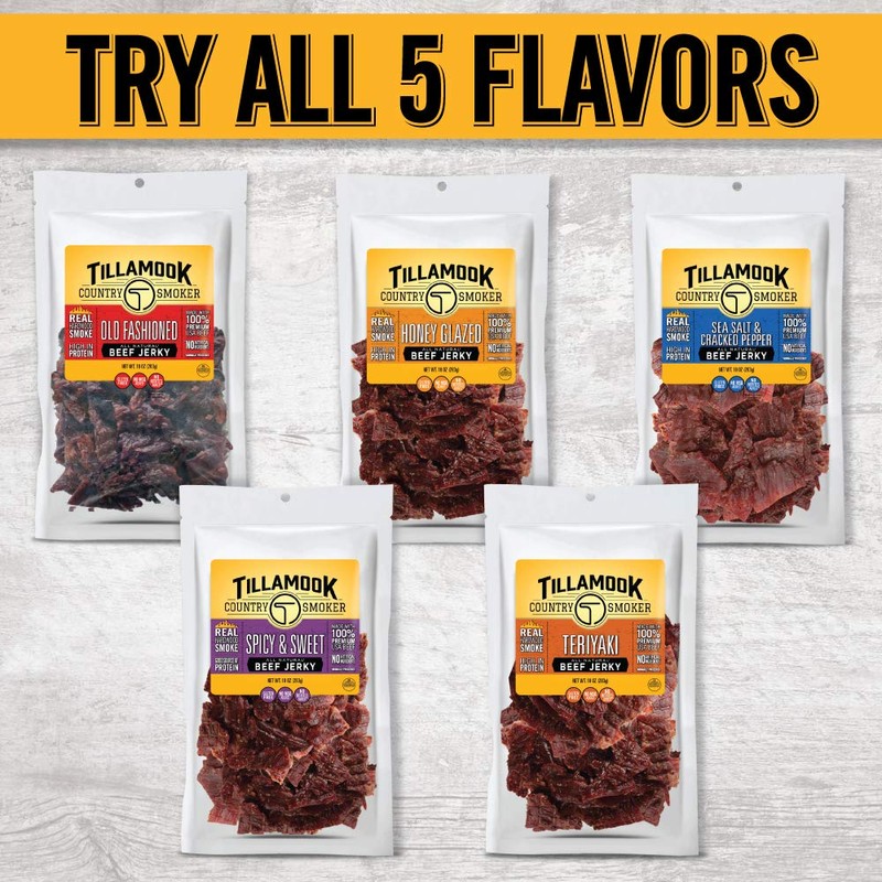 Tillamook Country Smoker Real Hardwood Smoked Beef Jerky, Old Fashioned,