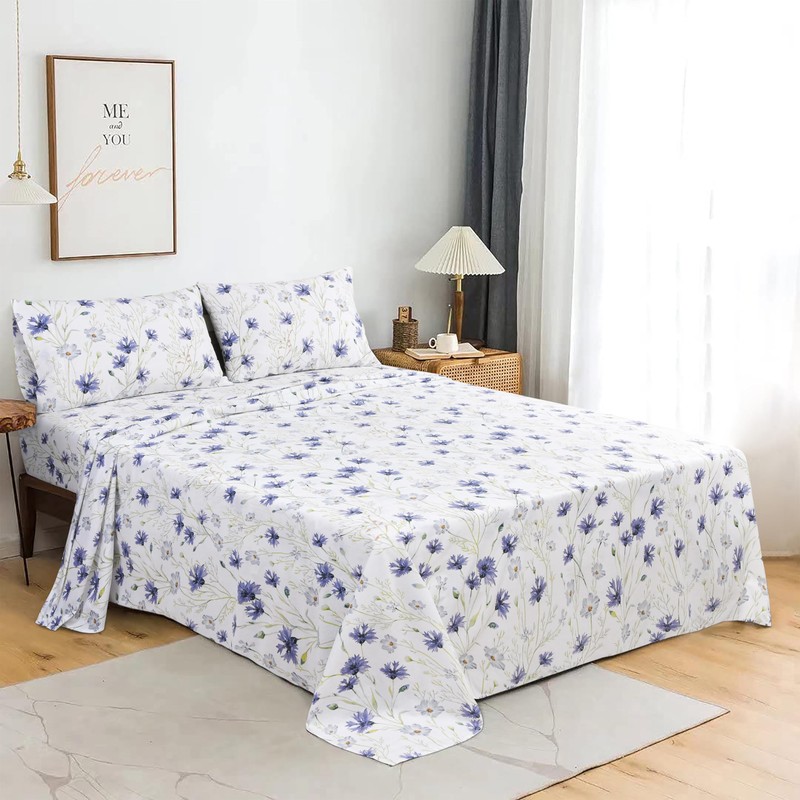 Sleepdown Cotton Bed Sheet Set - Lavender, Twin XL