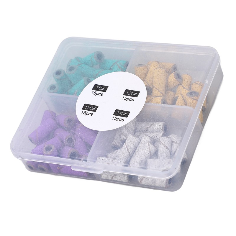60pcs Nail Sanding Bands with Mandrel Bit Manicures Tool Professional