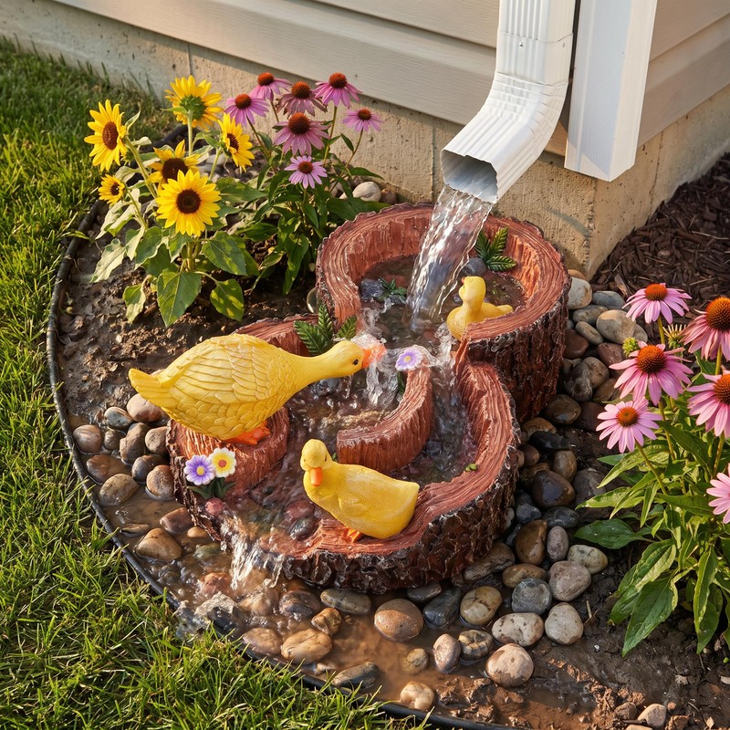 13inch Duck family Gutter Downspout Decorative Outdoor Garden Decor
