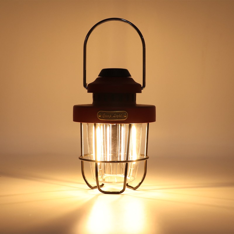 Retro LED Camping Lantern Portable Multifunctional Rechargeable Tent Light for