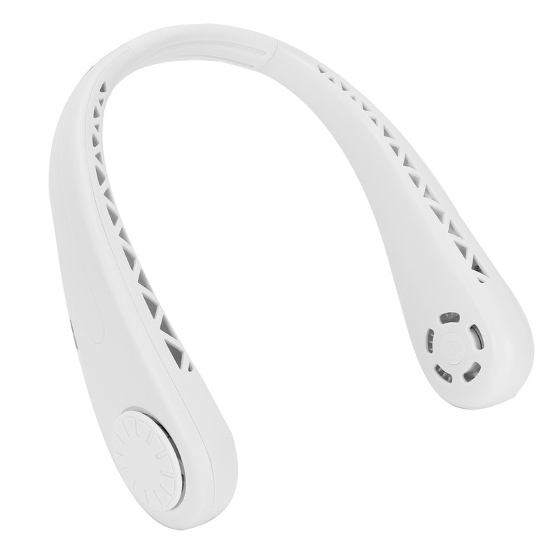 White Adjustable Hanging Neck Electric Fan Bladeless Portable USB Charging