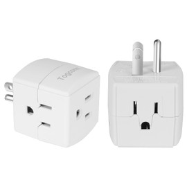 3-Outlet Extender Wall Tap Cube 2 Pack, 3-Prong Grounded Wall Tap, Easy Access Design, Adapter Spaced Outlets, Multiple Plug, Power Splitter, Use for Home Office School Dorm，Travel, ETL Listed, White