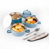 SANQIAHOME 3 Tier Stackable Stainless Steel Lunch Box Sealed(blue, 3