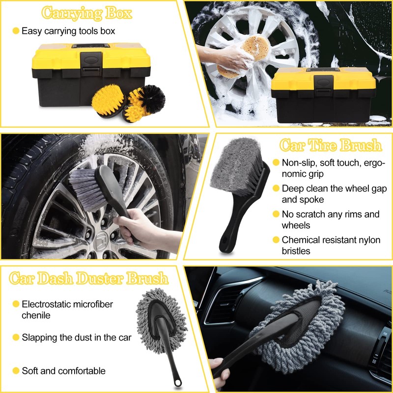 TTRCB 27Pcs Car Detailing Kit, Car Detailing Brush Set, Auto