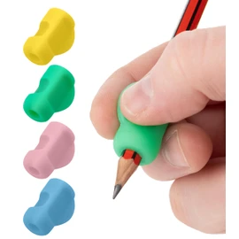 Stylo 4 Pack Pencil Grips for Children Handwriting, Multi-Color Designs, Assorted - For Left and Right Handed Children - Comfortable Writing Aid for Improving Handwriting (Multicolored)