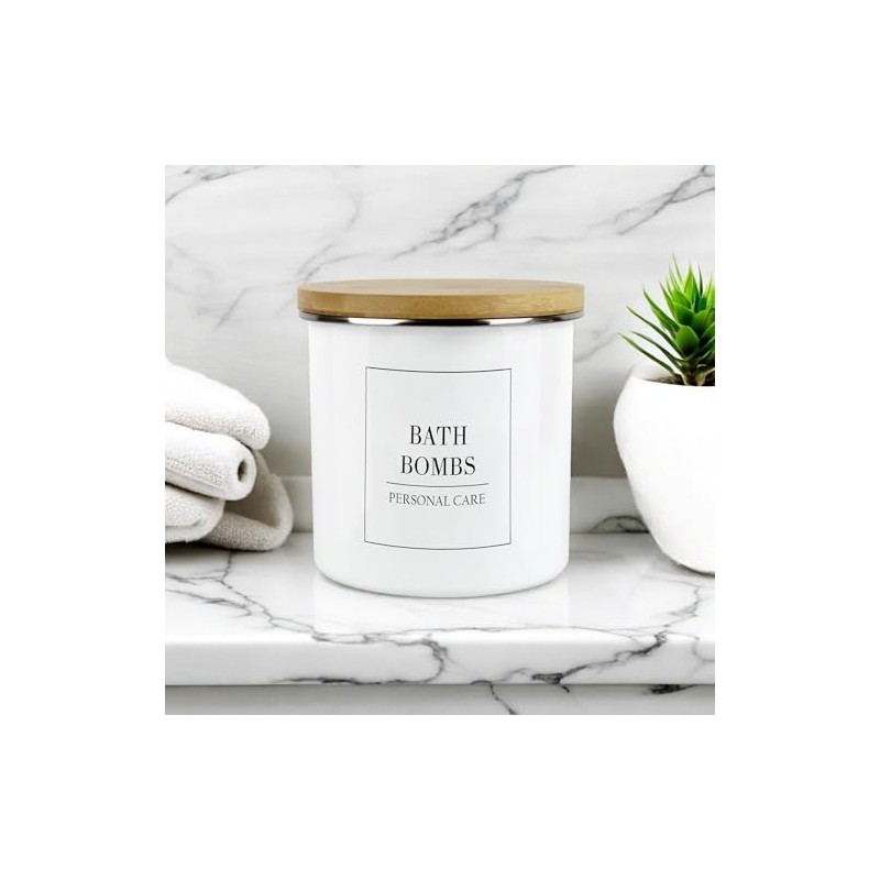 Minimalist Range Bath Bombs Storage Canister - White Metal Enamel