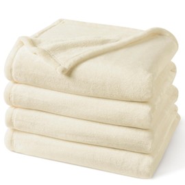 PHF Ultra Soft Fleece Blanket Twin Size, No Shed No Pilling Luxury Plush Cozy 300GSM Lightweight Blanket for Bed, Couch, Chair, Sofa Suitable for All Season, 66" x 90", Cream