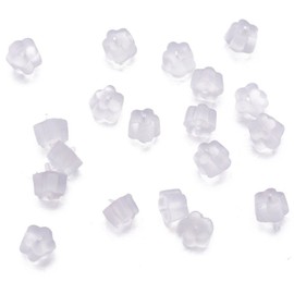 50 Pcs Clear White Soft Rubber Flower Shape Earrings Back Stoppers
