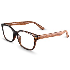 2SeeLife Tortoise Wood Tone Stylish Reading Glasses – Rectangular Premium Solid & Sturdy Readers for Men & Women with Spring Hinges and Scratch-Resistant Lenses, Strength 1.00