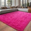 Isdook Large Fuzzy Rug 8x10 Feet Hot Pink Fluffy Rug