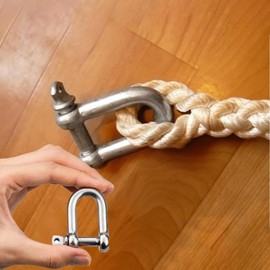 Shackle D Shape, Pack of 10 Stainless Steel 304 D Ring, Shackle Lock Straight, for Rigging, Wire Rope, Steel Rope, Cord Chains, Silver - M6 Large