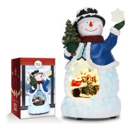 Muñeco De Nieve Musical Con Luces Led Tren Giratorio Escena CM-TOP SDD1302 Villa Navideños Ornaments Decoración