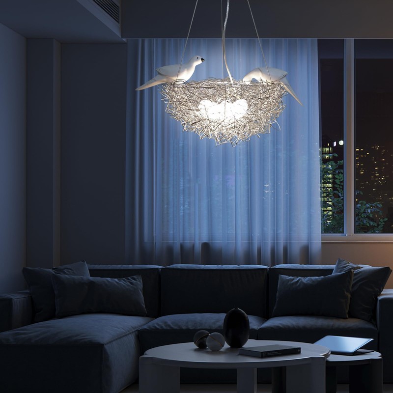 Bokknppo 5 LED Chandelier Bird’s Nest Light Fixture Creative Egg