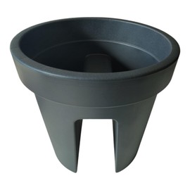 SESUA 4 x Balcony Flower Pot for Railing 27.5 cm with Drainage Holes Railing Width up to 6 cm (Anthracite)