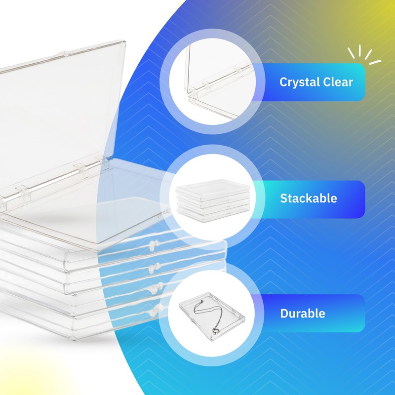 Gary Plastic Packaging Clear Hard Plastic Hinged Lid Box, Keepsake
