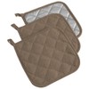 DII Basic Terry Collection Quilted 100% Cotton, Potholder, Brown, 3