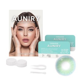 AUNIRY Kontaktlinsen Farbige Blau "TURQUOISE" Natürliche: Komplettset (2 Linsen, Pinzette, Applikator und Kontaktlinsenbehälter), 12 Monate, keine Korrektur, 0 Dioptrien und DIA 14,2 mm | AUNIRY