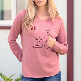 Inkopious Poodle Heart String - Women's Cali Wave Hooded Sweatshirt - Dusty Rose Large