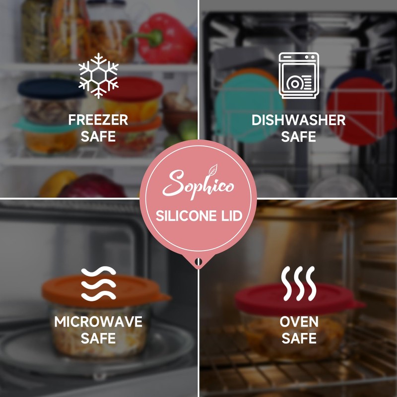 Sophico 4 Cup Round Silicone Storage Cover Lids Replacement for