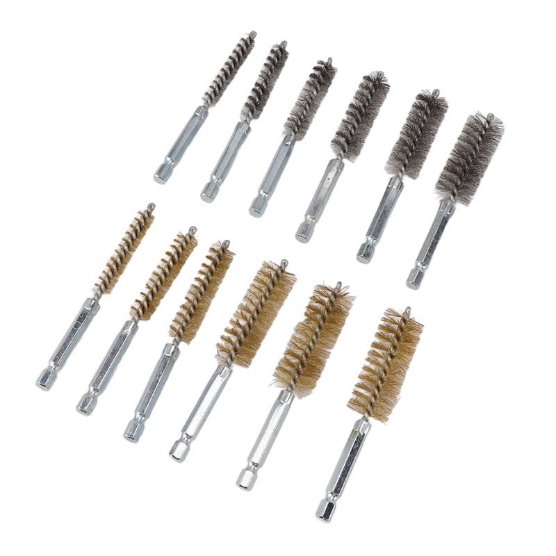 12PCS Bore Brush Copper and Iron 304 Stainless Steel Bristles