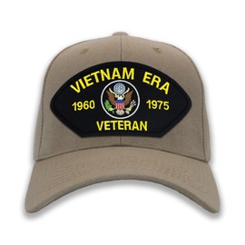PATCHTOWN US Military - Vietnam Era Veteran Hat/Ballcap Adjustable One Size Fits Most (Tan/Khaki, Standard (No Flag))