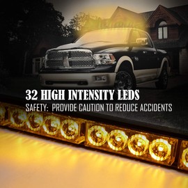 Led Strobe Lights 36 Inch Yellow Flashing Safety Warning Emergency Strobe Light Bar Caution Directional Police Car Vehicle Pickup Truck Rear Window Traffic Advisor (35.5 IN, Yellow/Amber)
