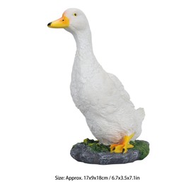 CHEOTIME Duck Resin Statue,Resin Goose Sculpture Statue Front Porch Garden Decor for Outside Imitation Wood Carving, Funny Animal Decorations Fairy Craft Yart Art Decor(White)