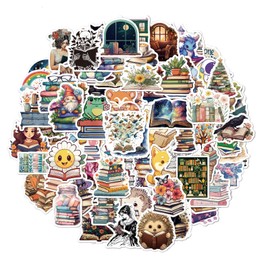 100 Pcs Book Stickers Waterproof Vinyl Reusable Decals with Cute Funny Aesthetic Designs for Reading Laptop Water Bottle Scrapbooking Luggage Bike Helmet Skateboard Sticker Gifts for Adults(No Repeat)