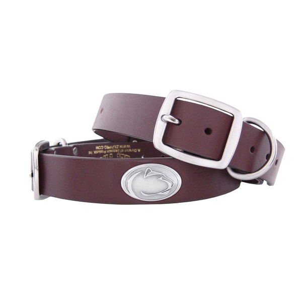 ZEP-PRO Brown Leather Concho Pet Collar, Penn State Nittany Lions, Medium