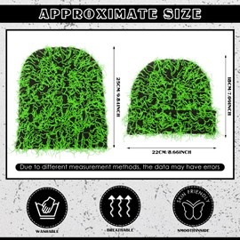 Chuarry Distressed Knitted Beanie Fuzzy Winter Hats Thick Warm Y2k Beanie Snow Knit Cap Skull for Women Men(Assorted Green Black,Regular Style)