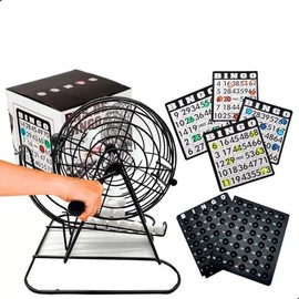 Bingo Juego Mesa Tombola Metal Juegos Clásicos y Tradicionales, Entretenimiento Familiar, Set de Juego