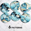 CoColemon Light Blue Thirstystone Coasters Set of 6, Marble Abstract