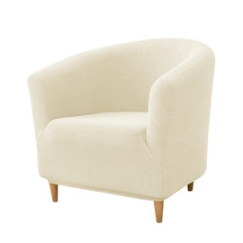 PENDEJATO Stretch Tub Chair Covers, 1-Piece Club Chair Slipcover Soft Jacquard Barrel Chair Cover Armchair Slipcovers Furniture Protector for Living Room (Beige)