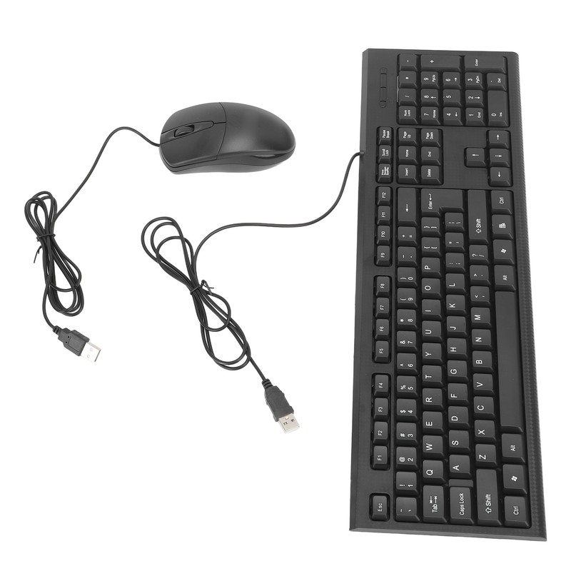 Keyboard and Mouse Combo Black Waterproof 104 Keys Anti Slip