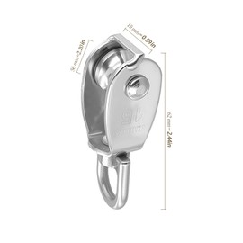 CHEUKYIU Pack of 10 Pulleys Stainless Steel 15 mm, M15 Rope Pulley, Stainless Steel, Small Pulley for Ropes, Wire Ropes, Hanging