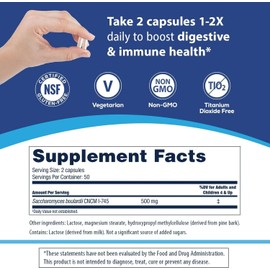 Florastor 250 mg Daily Probiotic Supplement - 100 Vegetarian Capsules