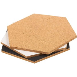 Juvale 3 Pack Hexagon Cork Board Tiles with Push Pins - Adhesive Cork Bulletin Board Hexagonal Tiles for Walls (7.9 Inch)