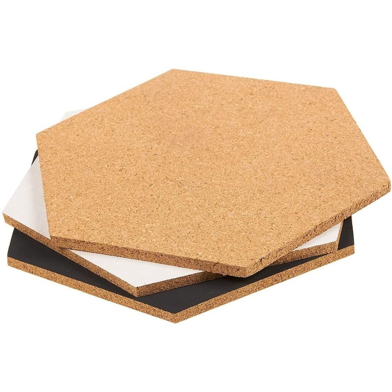 Juvale 3 Pack Hexagon Cork Board Tiles with Push Pins