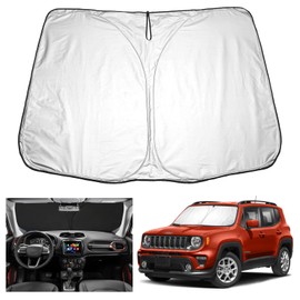 YEE PIN Sonnenschirm Auto kompatibel mit Jeep Renegade 2015-2022，Faltbare Auto Sonnenschutz Renegade Frontscheibe Windschutzscheibe UV Staub Schutz