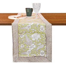 Perilla Home - Camino de mesa rectangular con estampado de bloques 100% algodón, decorativo para el hogar, cocina, comedor, fiesta, baby shower, boda, despedida de soltera, primavera y verano, iris de