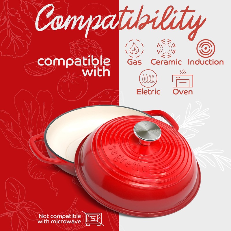 Enameled Cast Iron Bread Pan with Lid, 11” Red Bread