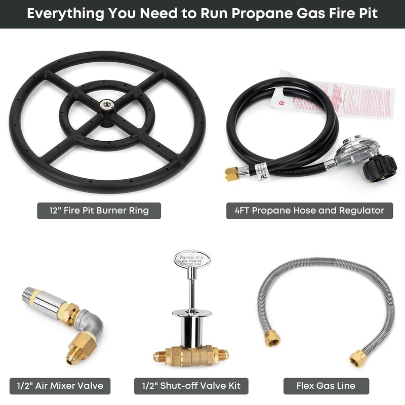 Stanbroil LP Propane Gas Fire Pit Burner Ring Installation Kit,