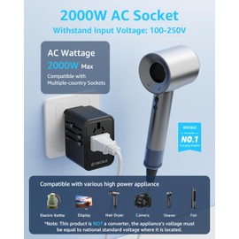 decqle Universal Travel Adapter, International Travel Plug Adapter with 2 USB-C(GaN 45W) ＆ 1 USB-A Ports, All in One Portable Adaptor, for USA, UK, EU, AU ＆ 224+ Countries (Black)