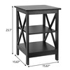 ZenStyle X-Design Side/End Table with 3-Tier Storage Shelves for Bedroom,