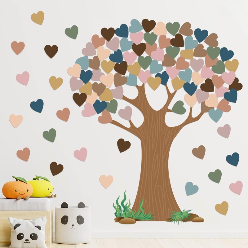 102 Pcs Boho Classroom Tree Bulletin Board Set with Heart
