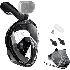 Roczential Full Face Snorkel Mask, Snorkel Mask, with Removable Snorkeling Holder, Collapsible. 180° Field of Vision Diving Mask, Anti-Fog and Anti-Leakage Adult Diving Equipment （ S-M）