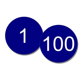 NapTags Circle Numbered Vinyl Decal Stickers, Flexible Vinyl with Acrylic Adhesive Backer, 1.5 inch Circles, Blue Circles with White Numbers (#1-100)